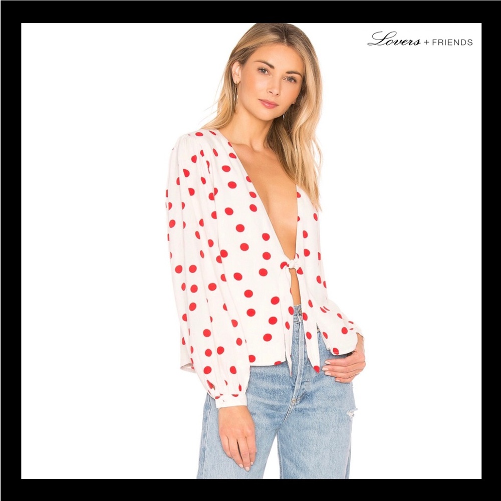 NEW LOVERS + FRIENDS PRINTED LONG SLEEVE BLOUSE